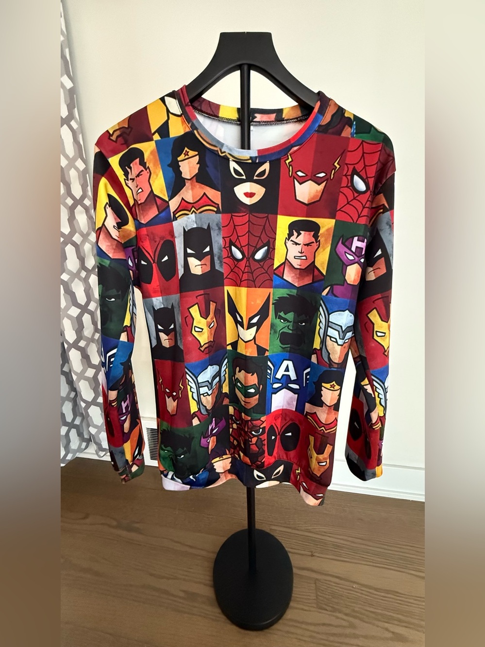 Vintage Men's Colorful Patchwork Superhero Cardigan